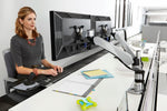 3M™ Dual Monitor Arm, Grab Monitor to Adjust Height, Tilt, Swivel, Rotate, Holds Monitors Up to 20 lbs. and ≤27" (MA265S)