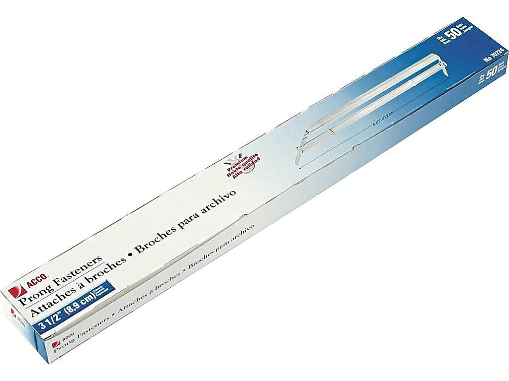 ACCO Premium 8.5"W Prong Fasteners, Silver, 50/Box (A7070724)