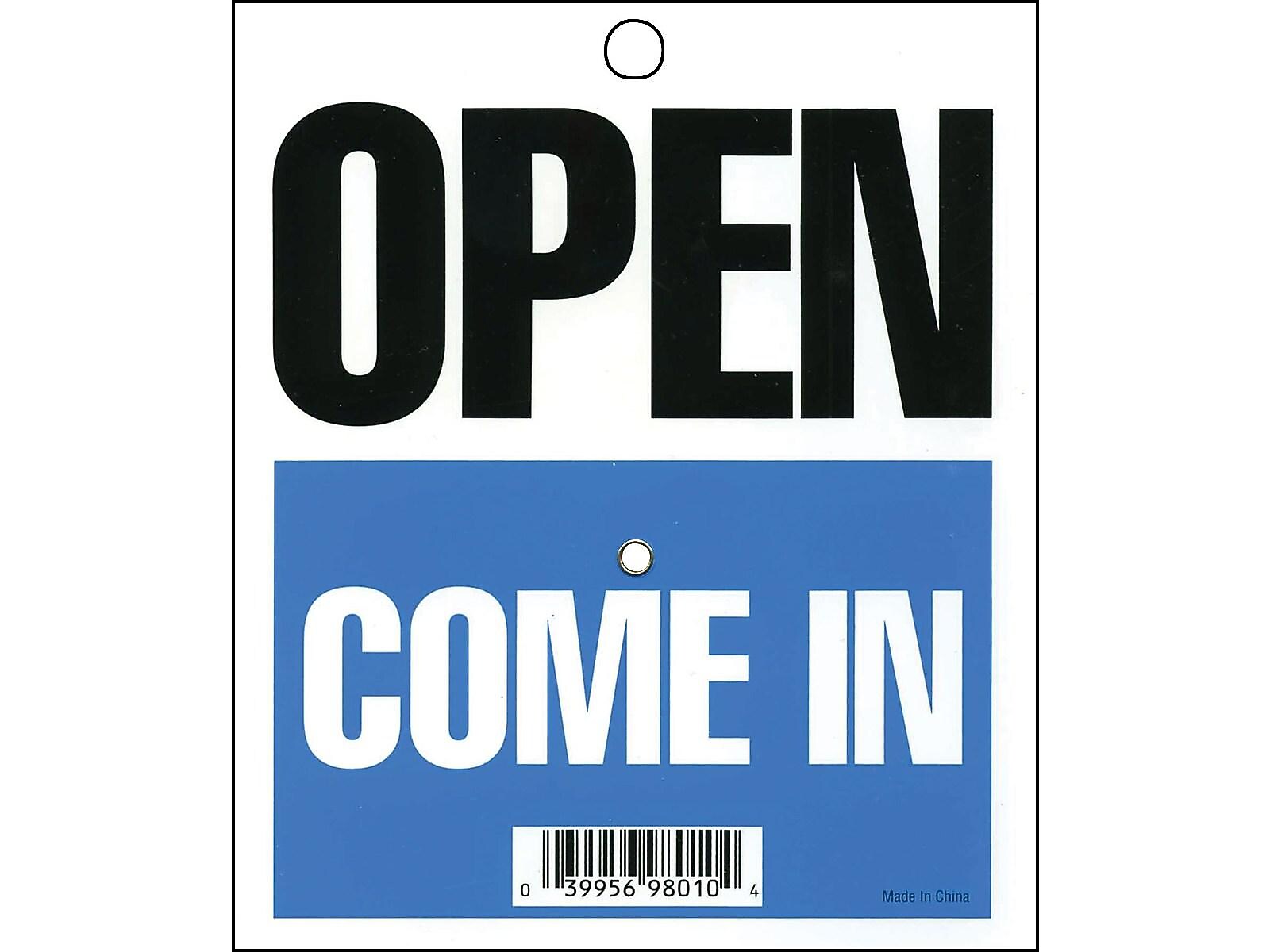 Cosco Open/Come In/Will Return with Clock Indoor/Outdoor Door Sign, 5.25" x 6", Multicolored (098010)