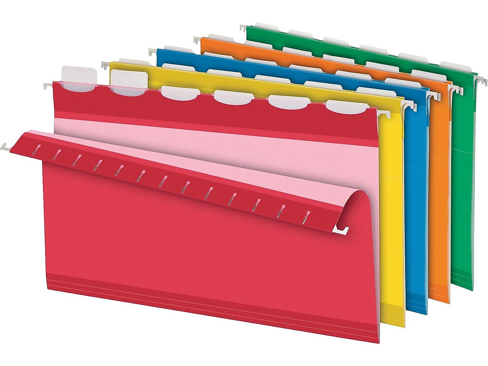 Pendaflex Hanging File Folder, Expansion, 6-Tab, Legal Size, Assorted, 25/Box (PFX 42593)