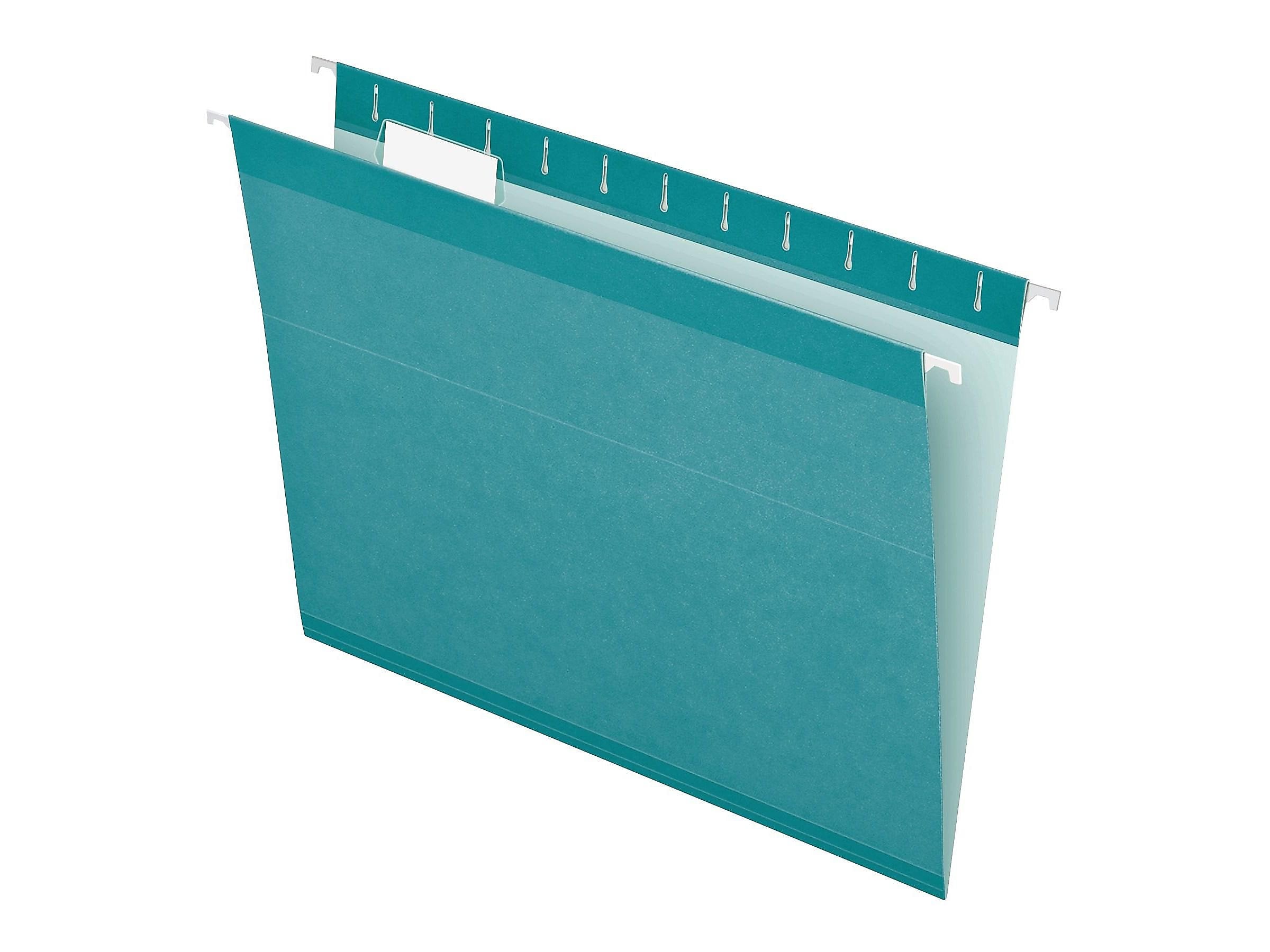 Pendaflex Reinforced Hanging File Folders, 1/5 Tab, Letter Size, Aqua, 25/Box (04152 1/5 AQU)