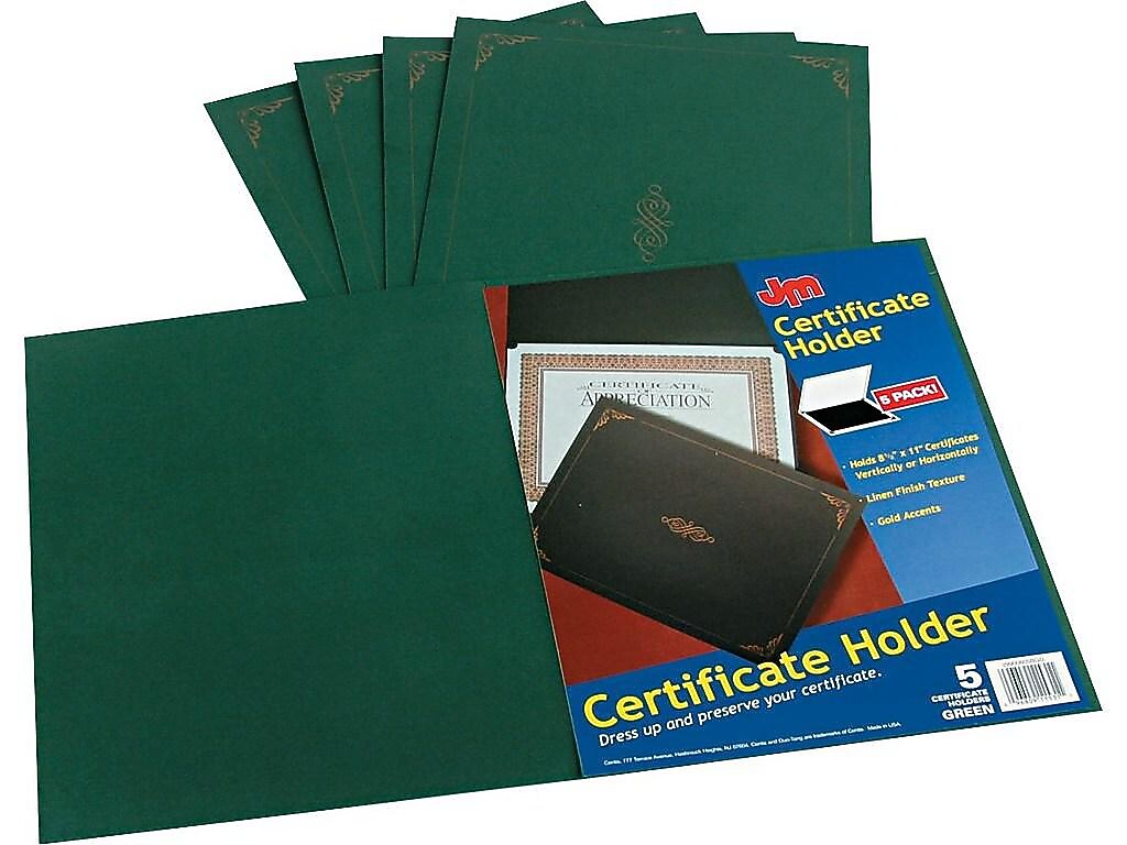 Oxford Certificate Holders, 8.75" x 11.25", Hunter Green, 5/Pack (29900605BGD)