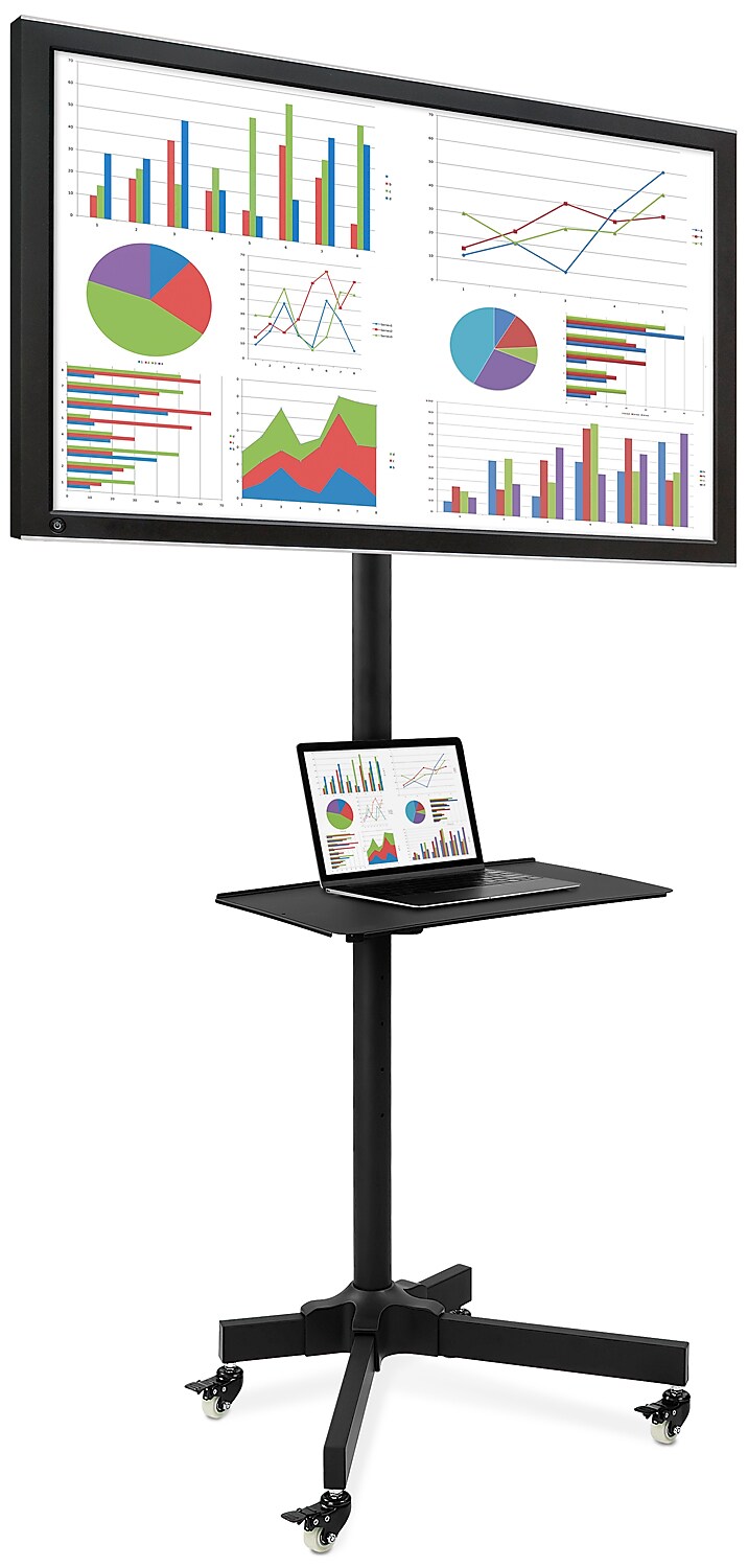 Mount-It! Metal Pedestal TV Stand, Screens up to 55", Black (MI-1876)