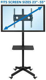 Mount-It! Metal Pedestal TV Stand, Screens up to 55", Black (MI-1876)