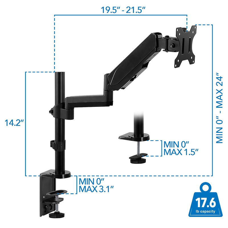 Mount-It! Monitor Arm Desk Mount, Up to 32" Monitor, Black (MI-4761)