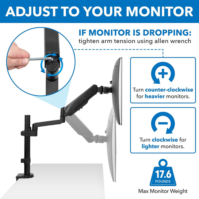 Mount-It! Monitor Arm Desk Mount, Up to 32" Monitor, Black (MI-4761)