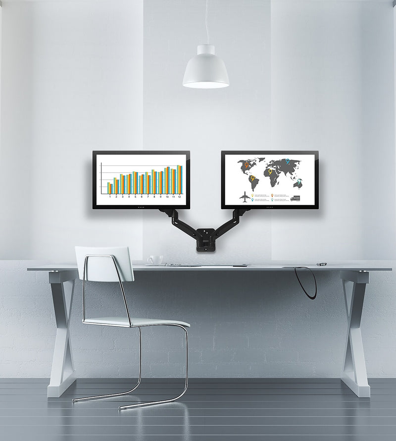 Mount-It! Dual Arm Monitor Wall Mount for 19" to 27" Displays, Black (MI-766)