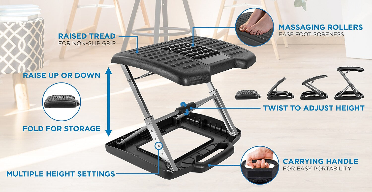 Mount-It! Tilt Adjustable Footrest, Black (MI-7808)