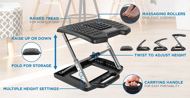 Mount-It! Tilt Adjustable Footrest, Black (MI-7808)