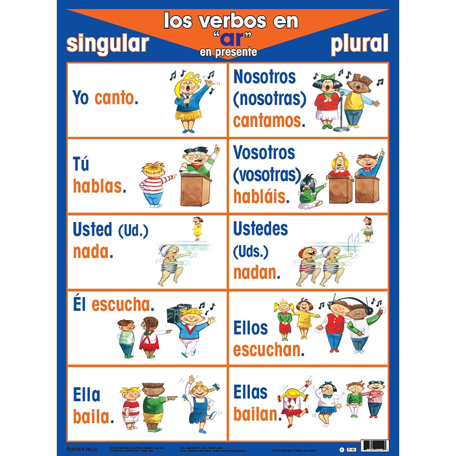 Poster Pals Spanish Verb Posters, Set of 7 (PSZP23)