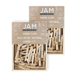 JAM Paper® Wood Clip Clothespins, Medium 1 1/8 Inch, Natural Brown Clothes Pins, 2 Packs of 50 (2230719108A)