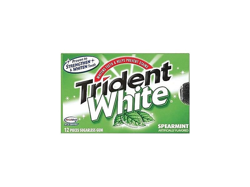 Trident White Sugar Free White Spearmint Gum, 16 Pieces/Pack, 9/Packs (VAM05125)