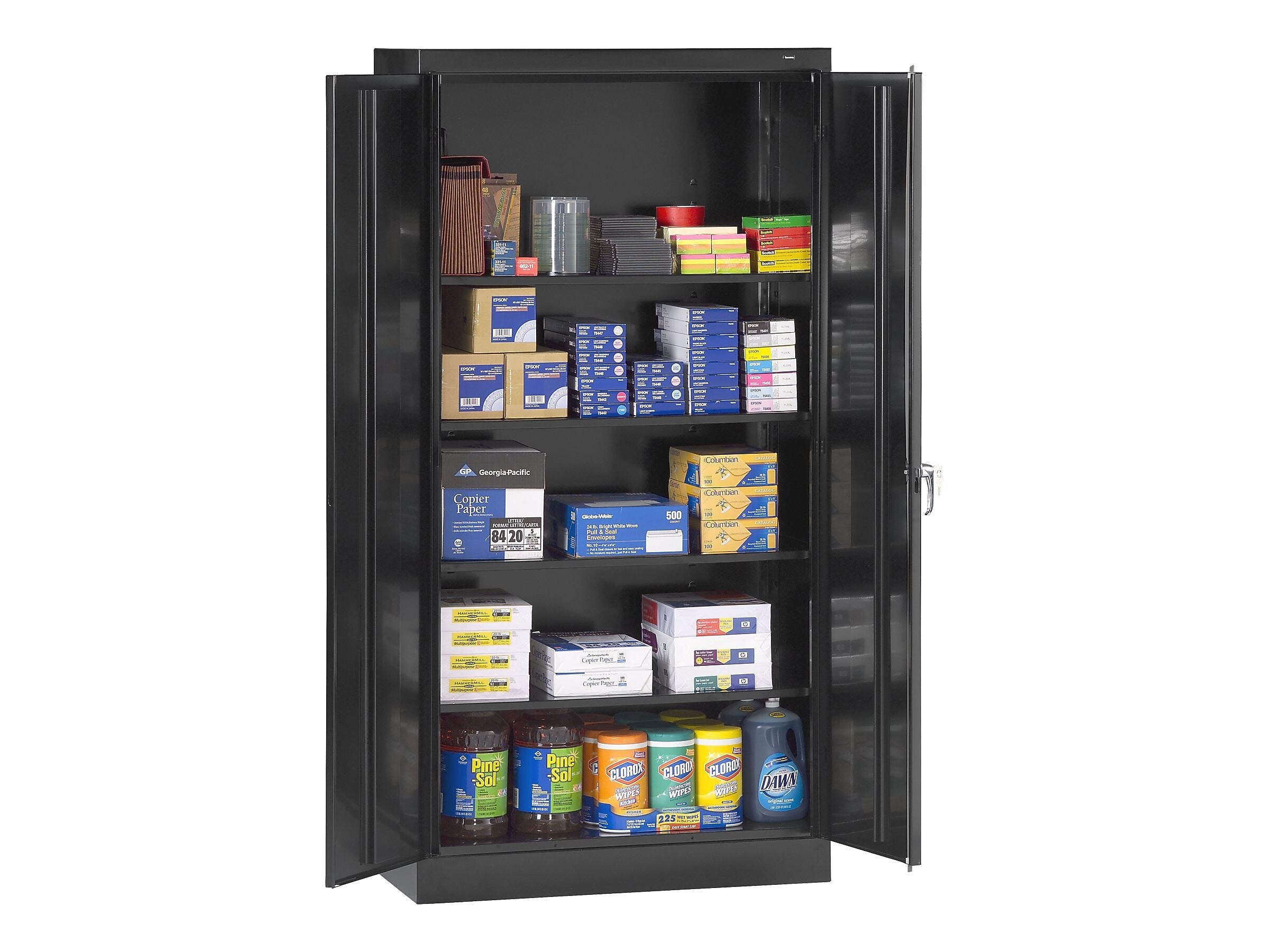 Tennsco 72" Steel Storage Cabinet with 5 Shelves, Black (7218-BLK)