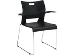 Global Duet Polypropylene Office Stacking Chairs, Asphalt Night, 4/Carton (TD6620CHBLK)