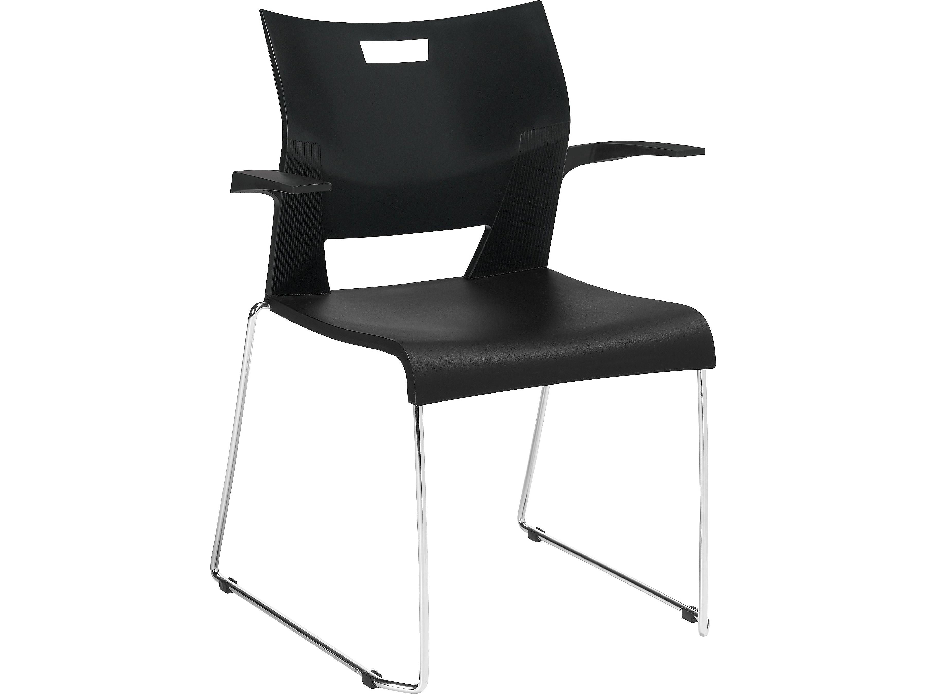 Global Duet Polypropylene Office Stacking Chairs, Asphalt Night, 4/Carton (TD6620CHBLK)