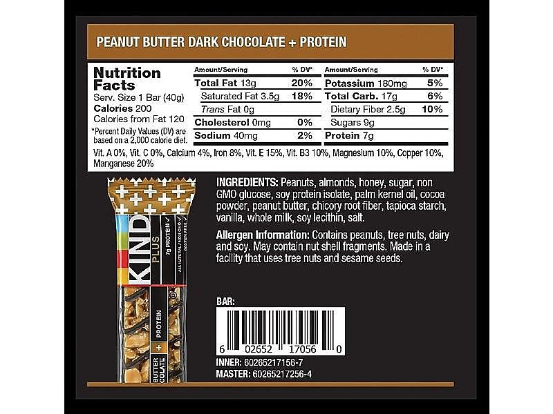 KIND Gluten Free Peanut butter Dark Chocolate Nut Bar, 1.4 oz., 12 Bars/Box (KND17256)