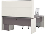 Bestar Connexion 71"W L-Shaped Desk with Hutch and Pedestal, Slate/Sandstone (93859-59)