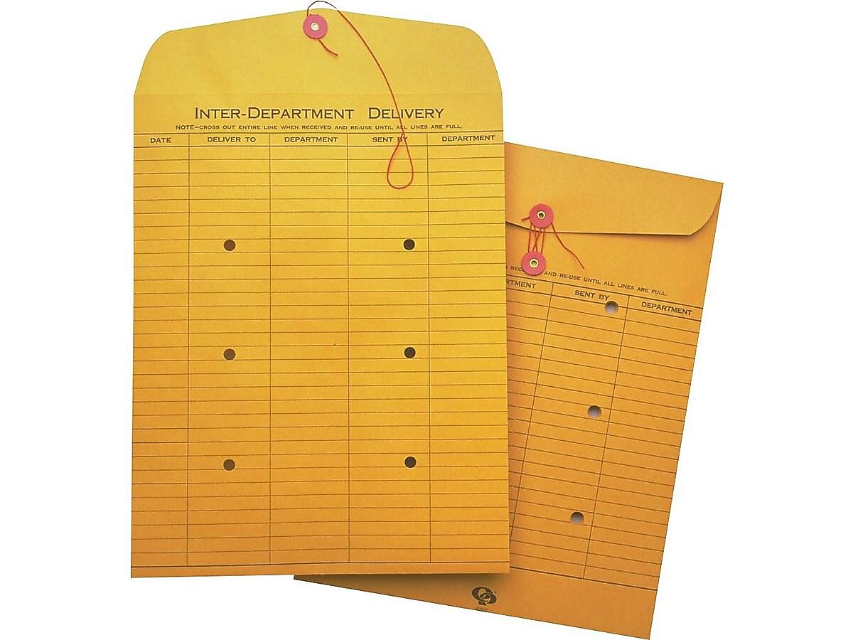 Quality Park Button & String Kraft Catalog Envelopes, 10" x 15", Brown, 100/Box (63564)