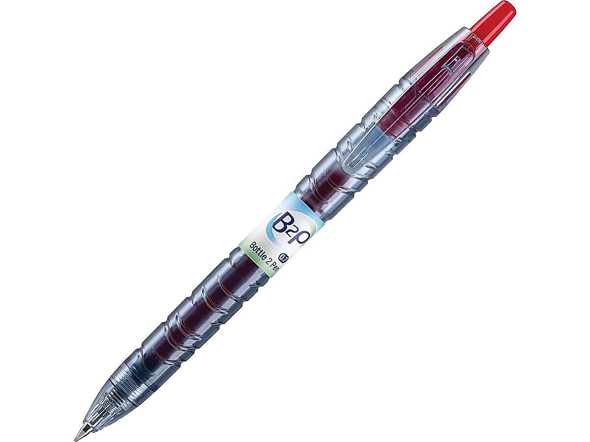 Pilot B2P Bottle 2 Pen Retractable Gel Pens, Fine Point, Red Ink, Dozen (31602)