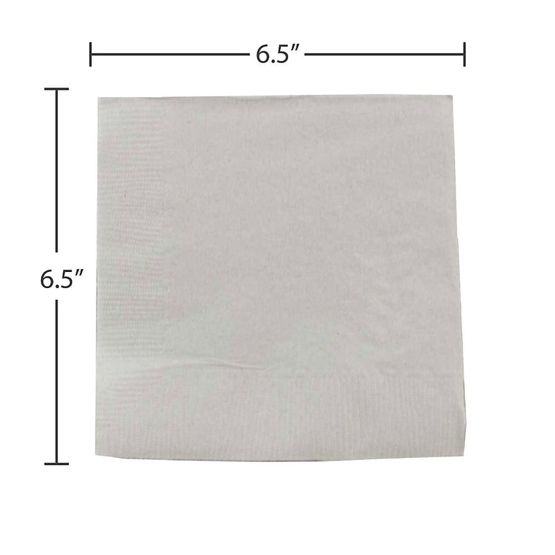 JAM Paper Lunch Napkin, 2-ply, Silver, 50 Napkins/Pack (255628827)