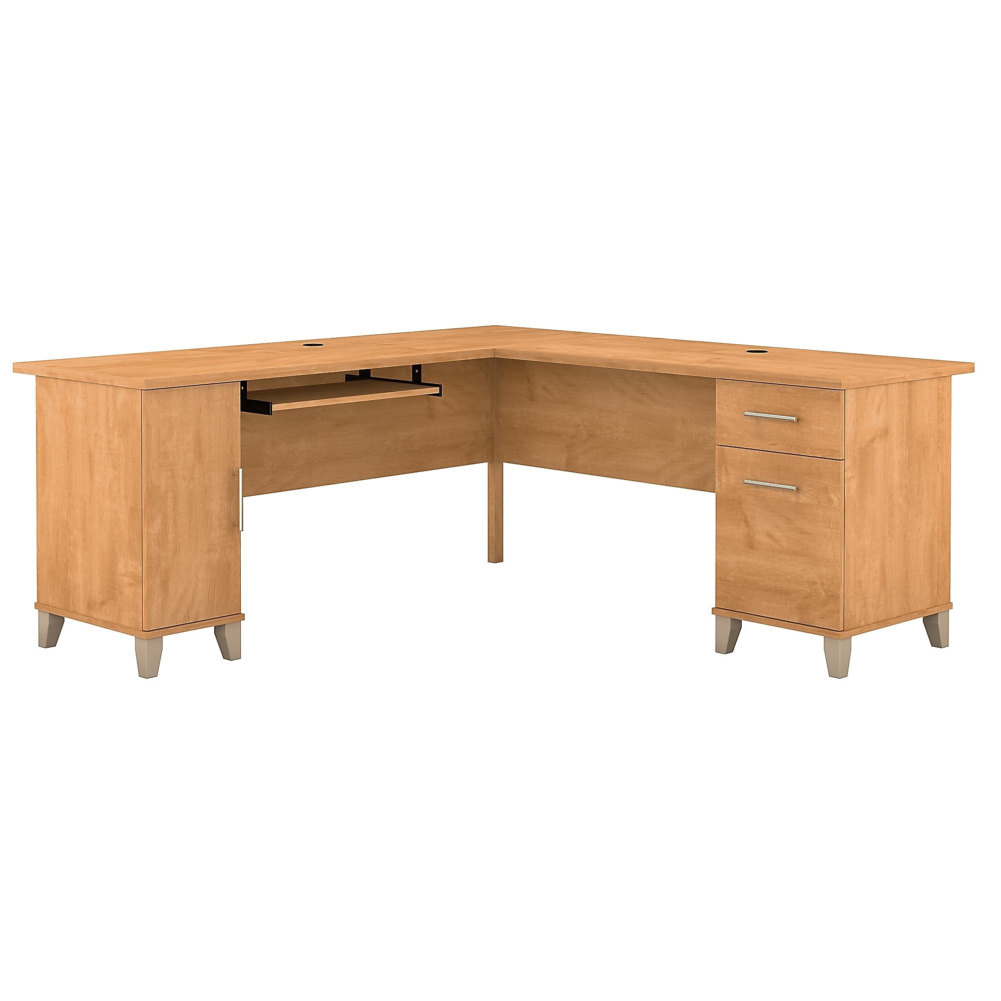 Bush Furniture Somerset 72"W L Shaped Desk with Storage, Maple Cross (WC81410K)