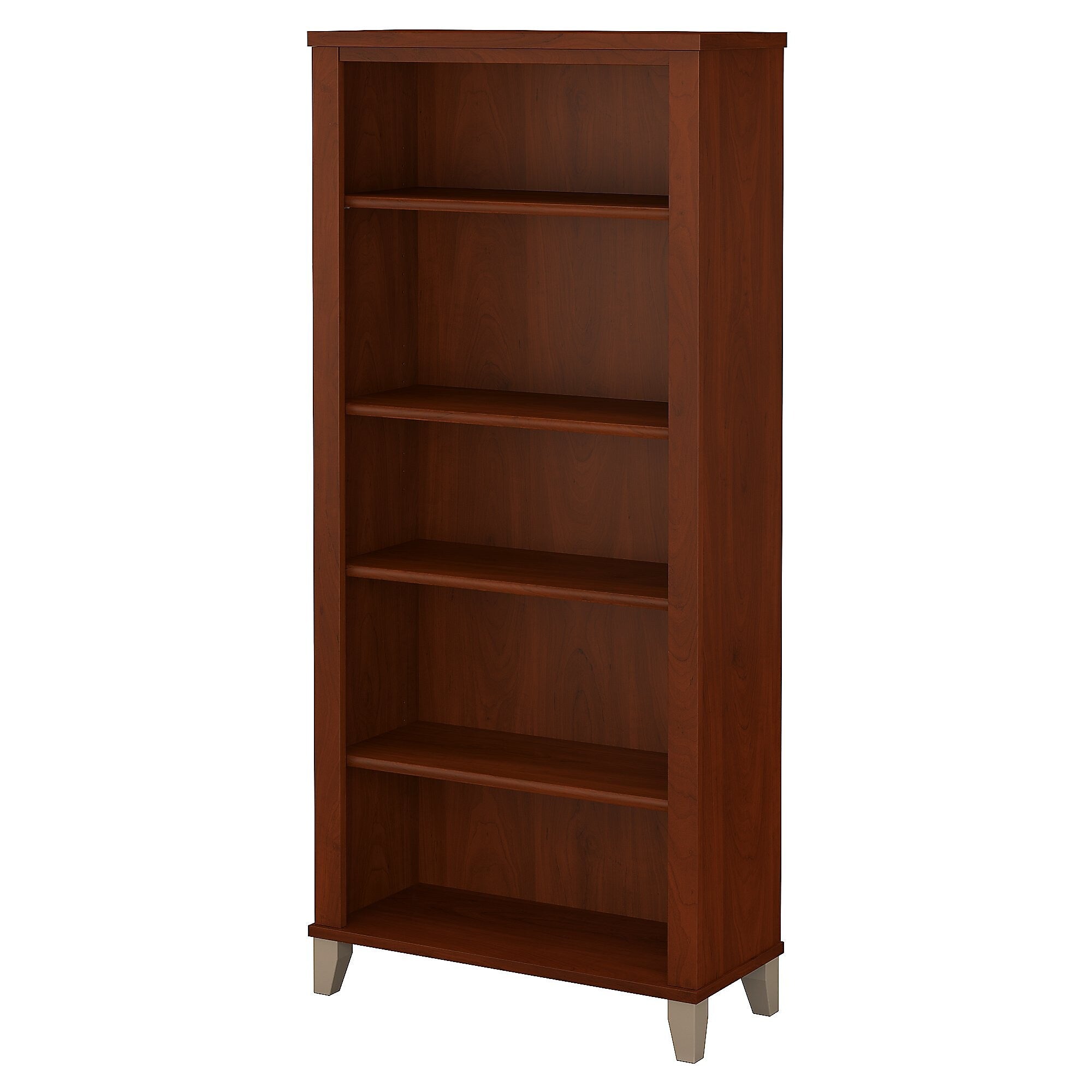Bush Furniture Somerset 65" 5-Shelf Bookcase with Adjustable Shelves, Hansen Cherry Laminate (WC81765)
