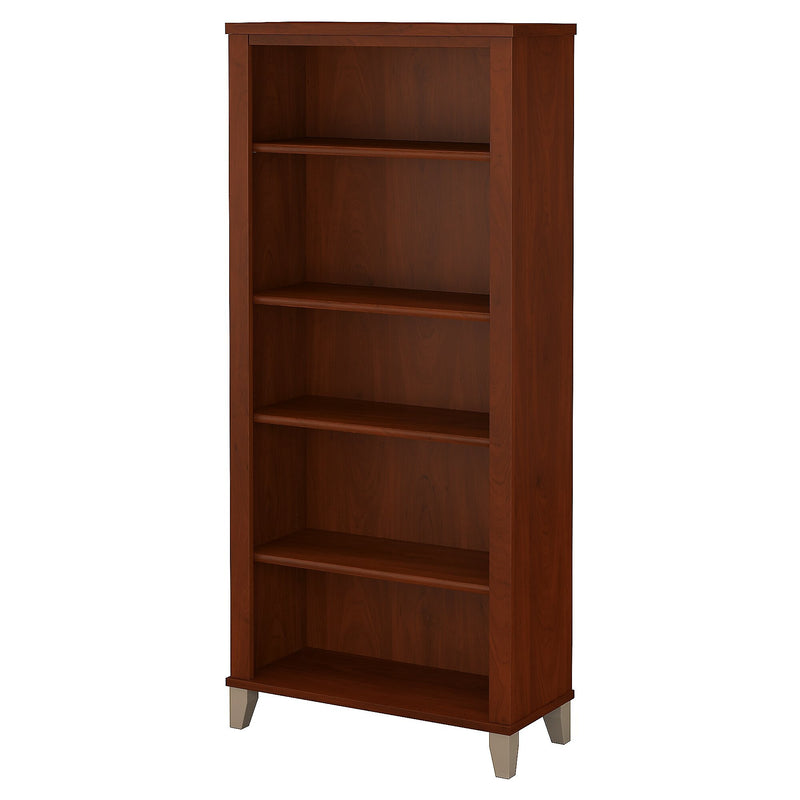 Bush Furniture Somerset 65" 5-Shelf Bookcase with Adjustable Shelves, Hansen Cherry Laminate (WC81765)