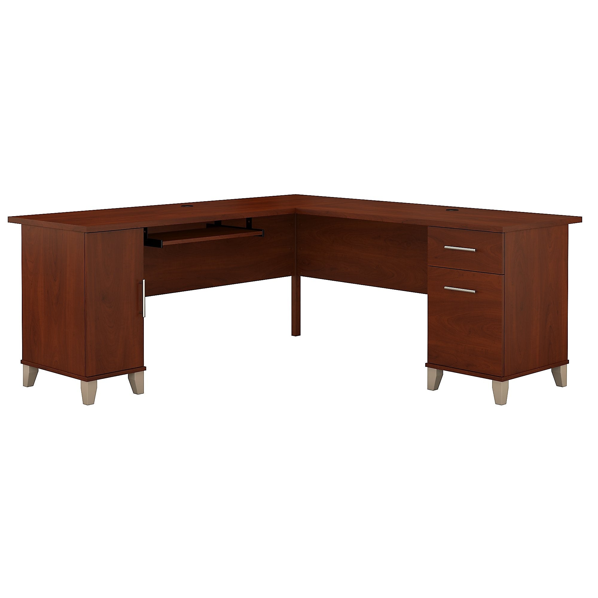Bush Furniture Somerset 72"W L Shaped Desk with Storage, Hansen Cherry (WC81710K)