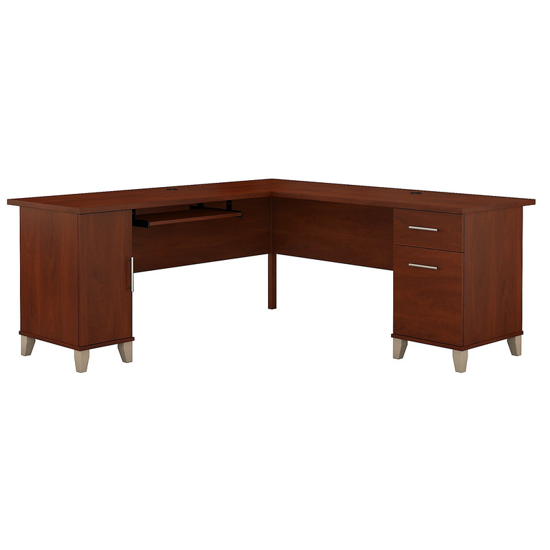 Bush Furniture Somerset 72"W L Shaped Desk with Storage, Hansen Cherry (WC81710K)