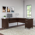 Bush Furniture Somerset 72"W L Shaped Desk with Storage, Mocha Cherry (WC81810K)