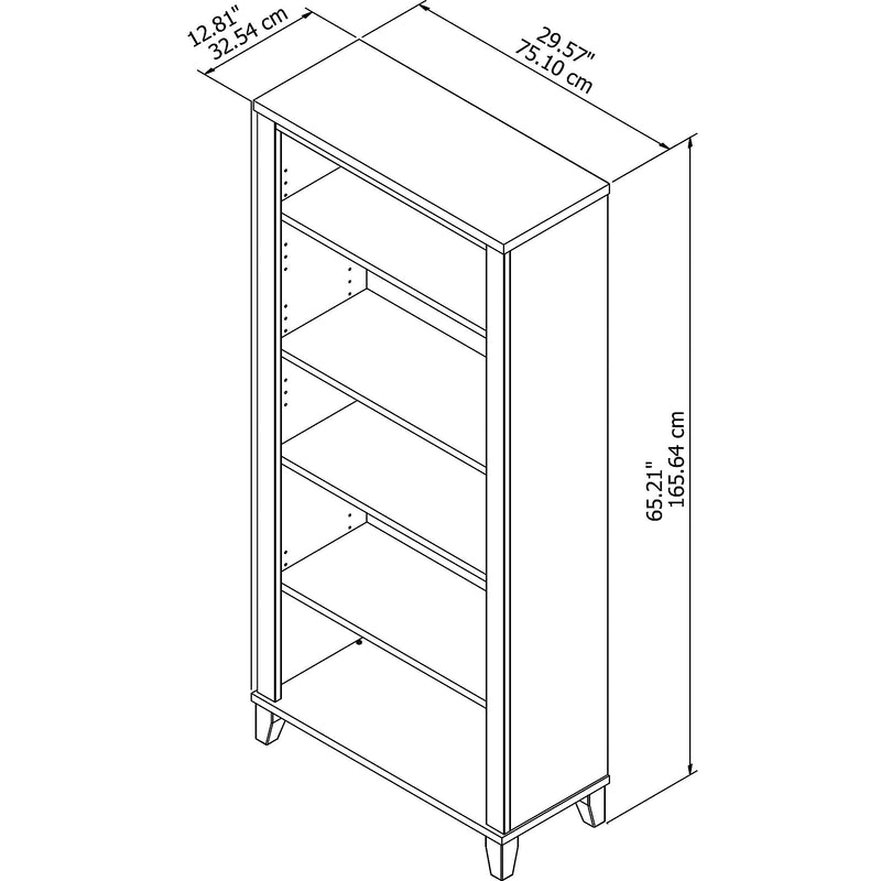 Bush Furniture Somerset 65" 5-Shelf Bookcase with Adjustable Shelves, Hansen Cherry Laminate (WC81765)