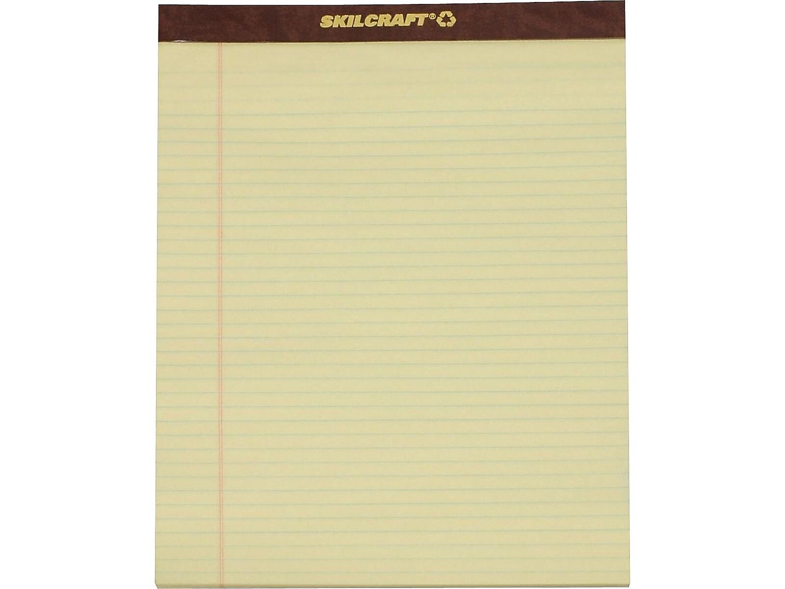 AbilityOne SkilCraft Notepads, 8.5" x 11.75", Wide, Canary, 50 Sheets/Pad, 12 Pads/Pack (7530-01-356-6727)