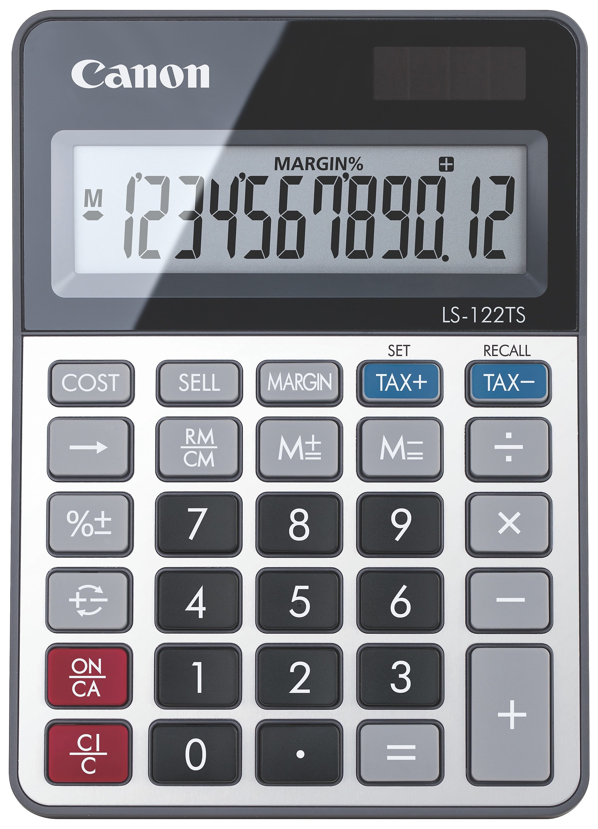 Canon 12-Digit Battery & Solar Desktop Calculator, Silver (LS-122TS)