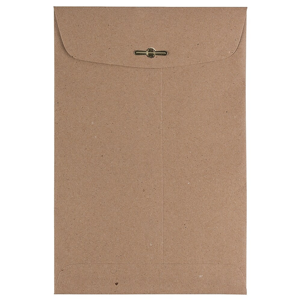JAM Paper 6" x 9" Open End Catalog Envelopes with Clasp Closure, Brown Kraft Paper Bag, 10/Pack (563120844D)
