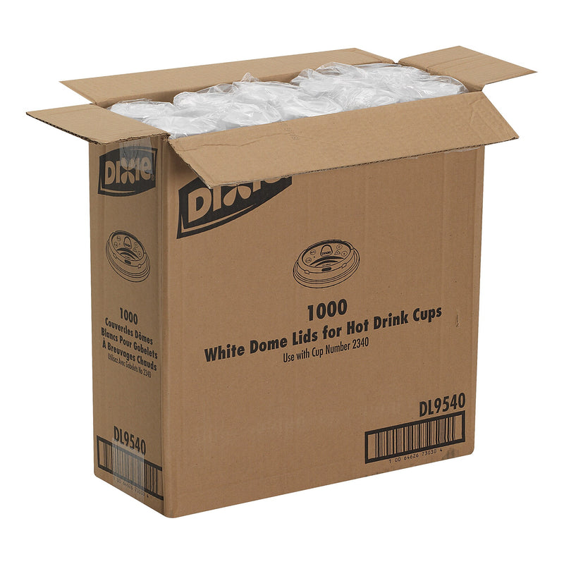 Dixie Dome Plastic Hot Cup Lids, 10 oz., White, 1000/Carton (DL9540)