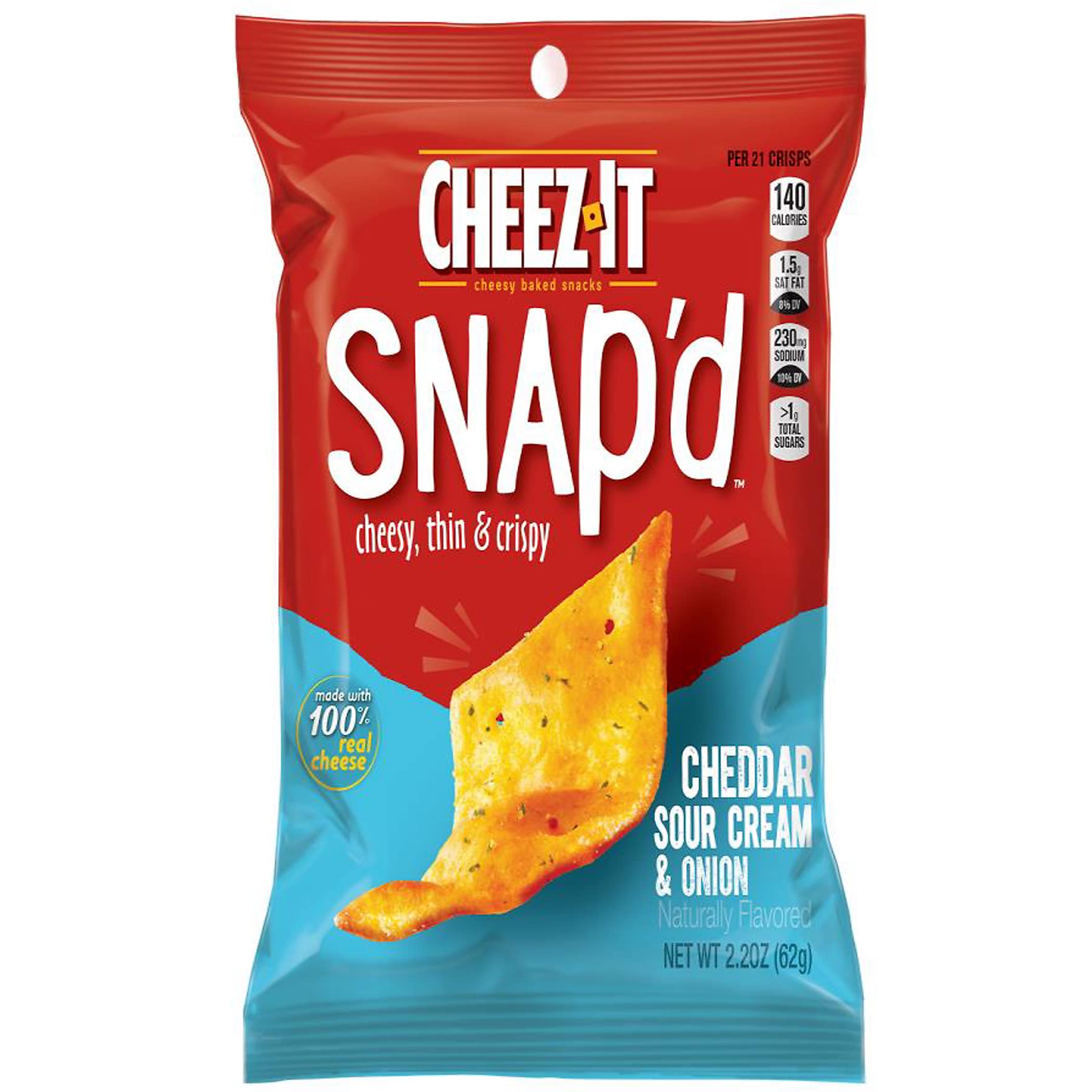 Cheez-It Snap'd Sour Cream and Onion Crackers, 2.2 oz., 6 Packs/Box (KEE11460)