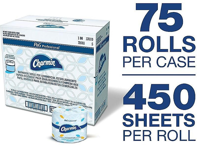 Charmin Commercial Toilet Paper, 2-ply, White, 450 Sheets/Roll, 75 Rolls/Case (71693)