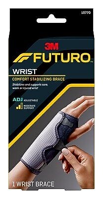 3M FUTURO Reversible Splint Wrist Brace, Adjustable, Black/Gray (10770EN)