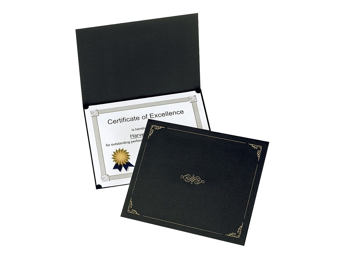 Oxford Certificate Holders, 11.25" x 8.75", Black/Gold, 5/Pack (29900055BGD)