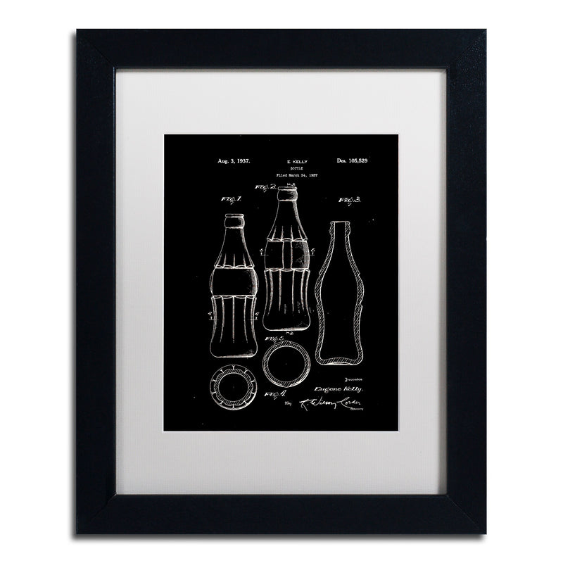 Trademark Fine Art Claire Doherty 'Coca Cola Bottle Patent 1937 Black' 11" x 14" Matted Framed (886511940154)
