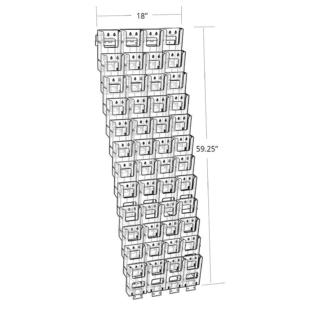 Azar Brochure Holder, 18" x 59.25", Vertical, Wall Mounted, Clear, Plastic (252327)