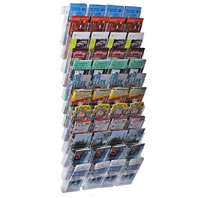 Azar Brochure Holder, 18" x 59.25", Vertical, Wall Mounted, Clear, Plastic (252327)