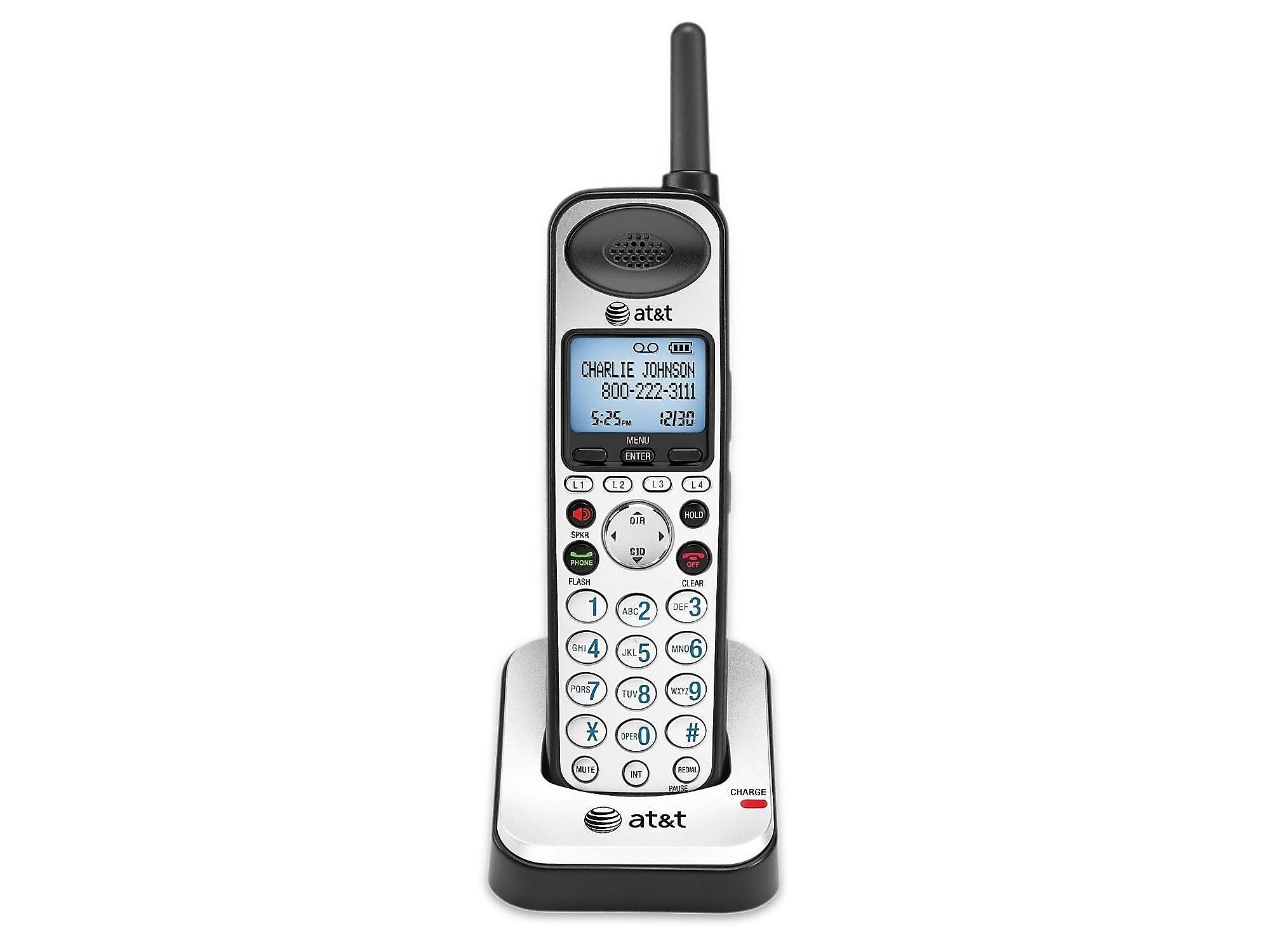 AT&T SynJ SB67108 4-Line Cordless Phone, Silver/Black