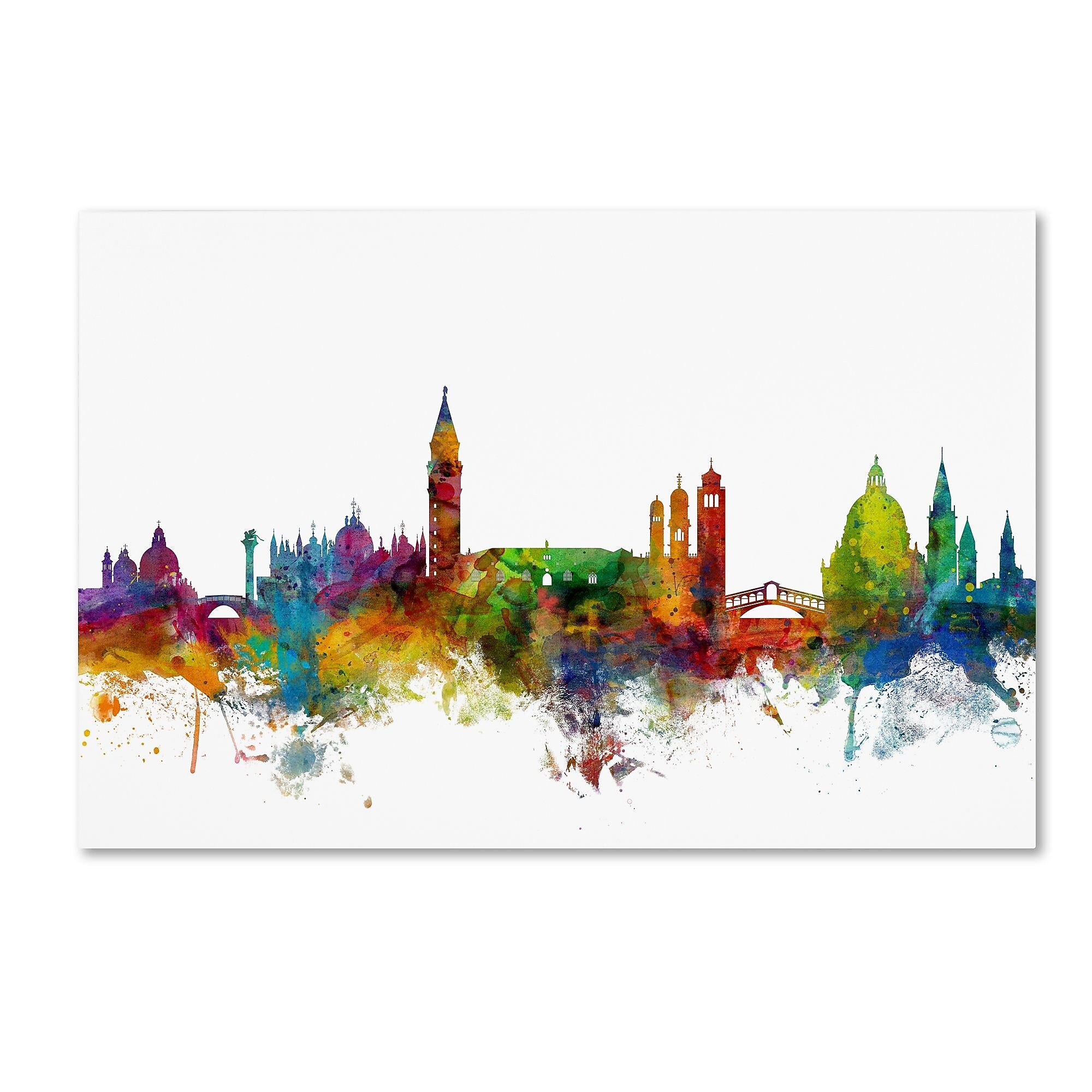 Trademark Fine Art Michael Tompsett 'Venice Italy Skyline White' 12" x 19" Canvas Stretched (190836094264)