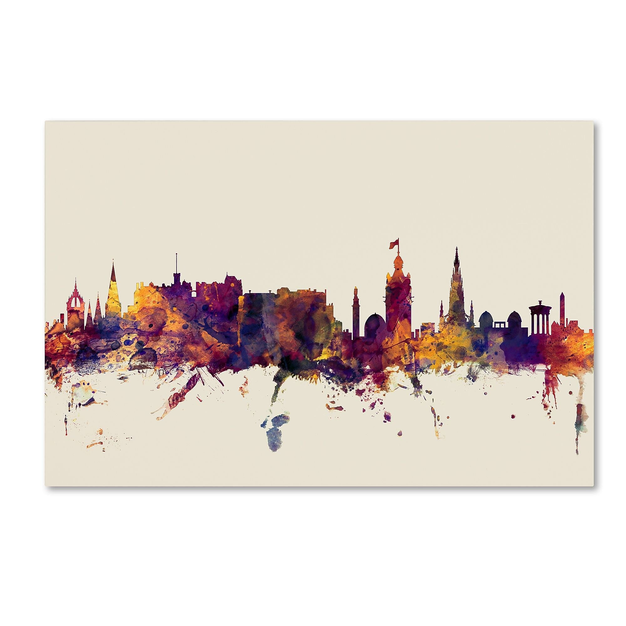 Trademark Fine Art Michael Tompsett 'Edinburgh Scotland Skyline' 12" x 19" Canvas Stretched (190836026319)