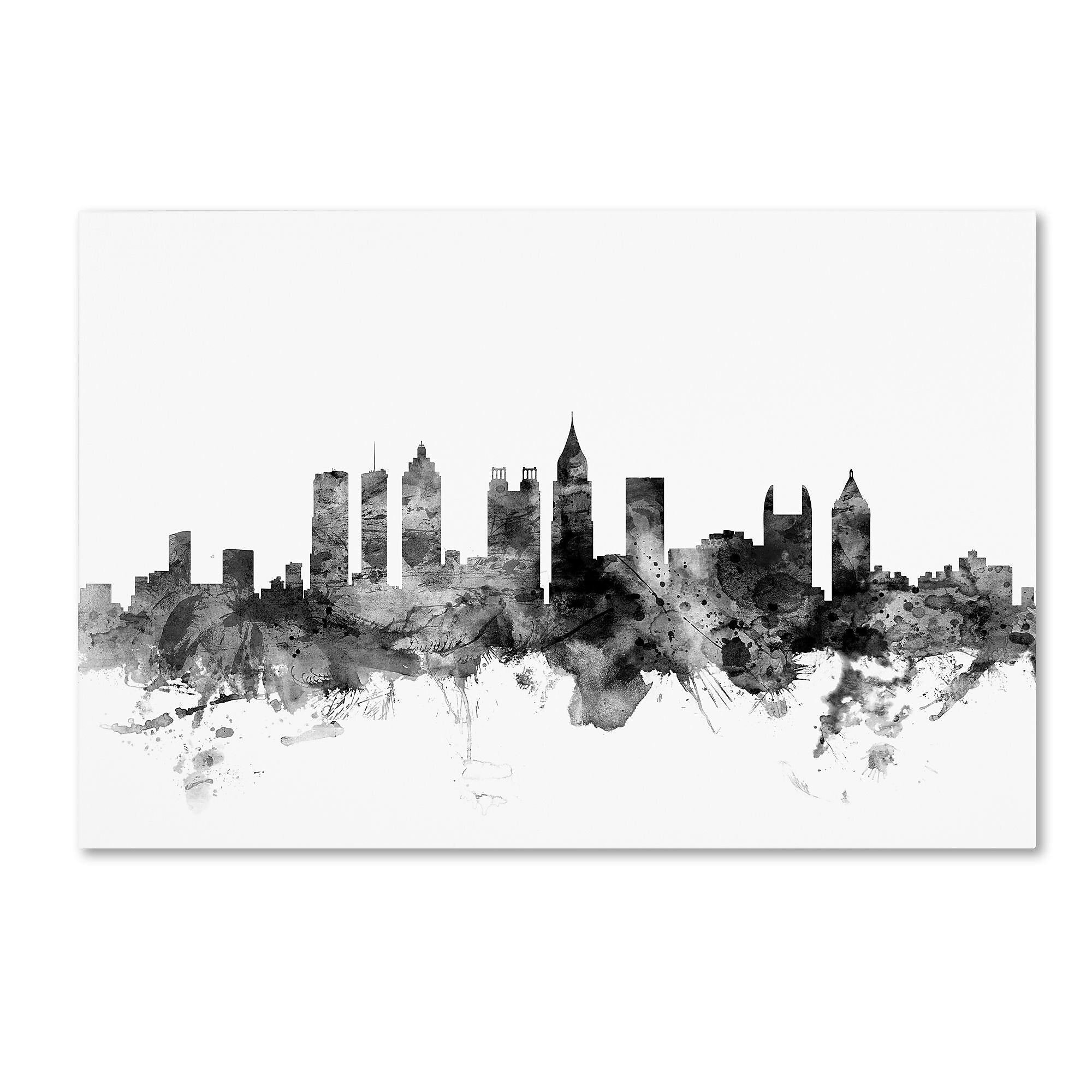 Trademark Fine Art Michael Tompsett 'Atlanta Georgia Skyline B&W' 12" x 19" Canvas Stretched (190836106103)