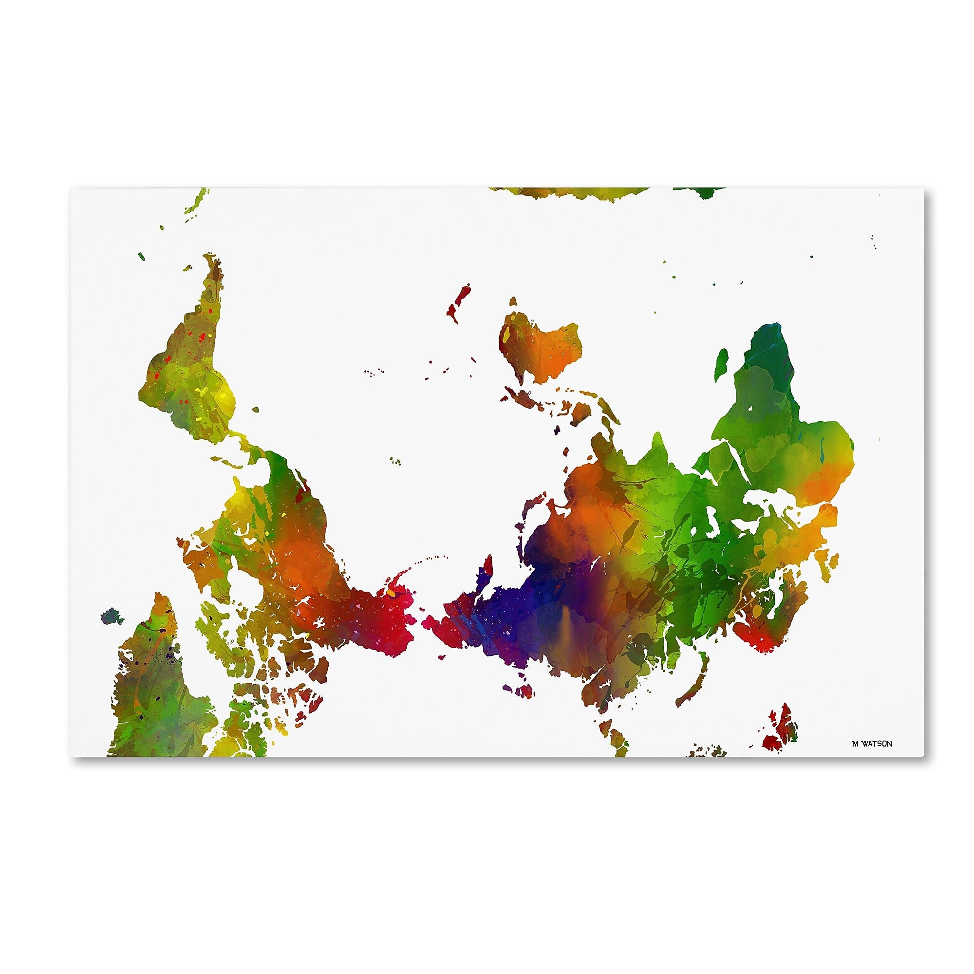 Trademark Fine Art Marlene Watson 'Upside Down Map of the World Clr 1' 12" x 19" Canvas Stretched (190836200528)