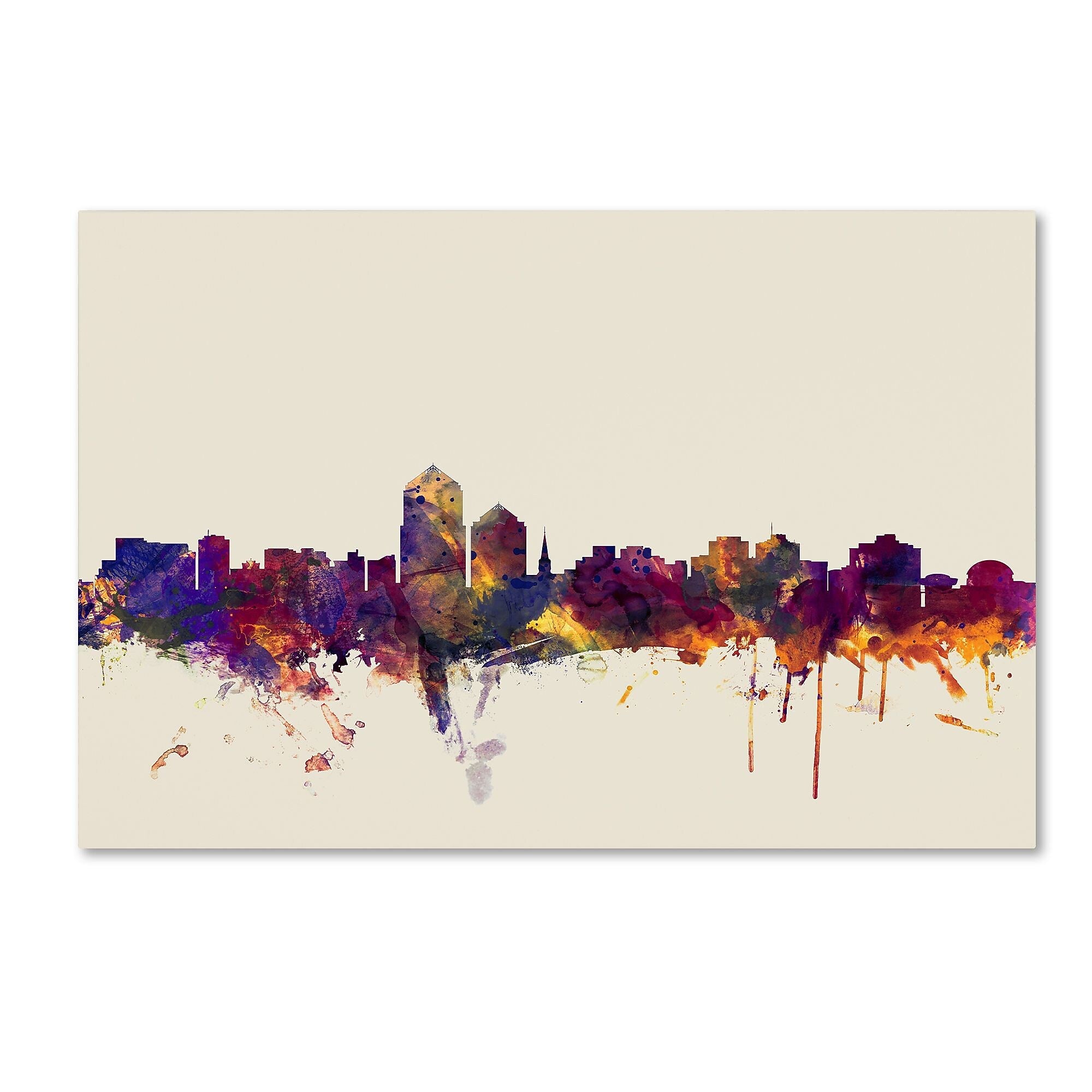 Trademark Fine Art Michael Tompsett 'Albuquerque New Mexico Skyline' 12" x 19" Canvas Stretched (190836028078)