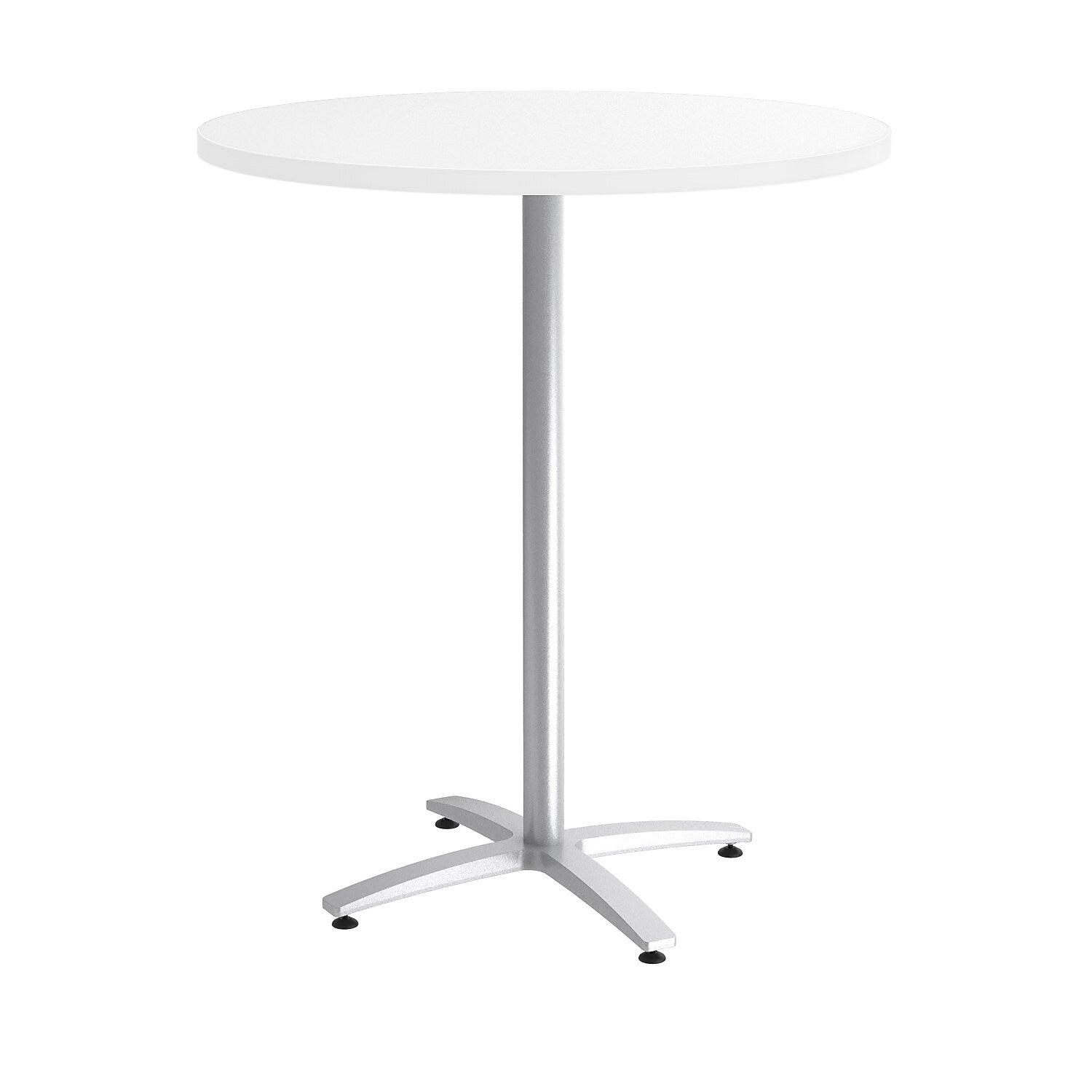 Workplace2.0™ 36" Round White Bistro Height Table Silver Base