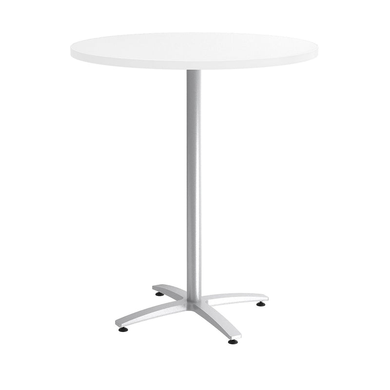 Workplace2.0™ 36" Round White Bistro Height Table Silver Base